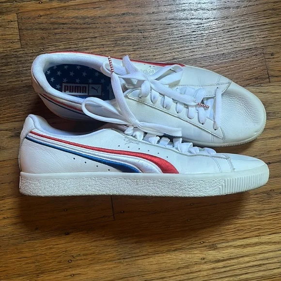 Puma Shoes Size 15 Puma Clyde Mens Sneakers In Red White Blue Poshmark